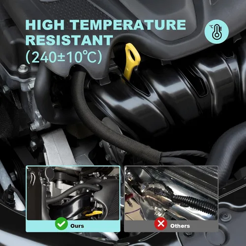 Vista 4 de AGPTEK Funda de cable, telar de alambre automotriz, resistente al calor, cubierta de protección de cable de tubo de manga dividida trenzada