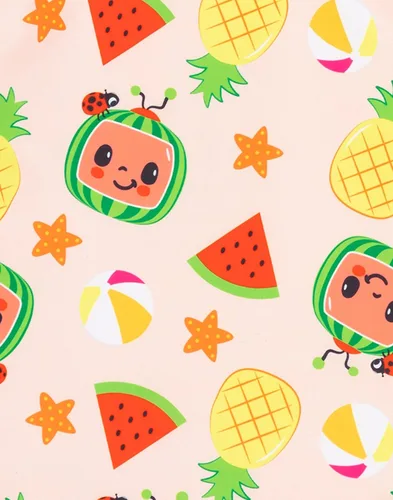 Vista 7 de Cocomelon Traje de baño para niñas y niños pequeños con volantes rosados