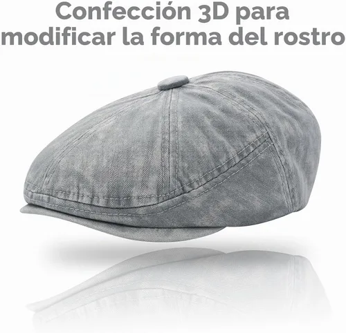 Vista 3 de Newsboy Flat Cap for Men Women, Adjustable Washed Cotton Hat #B36-gris claro