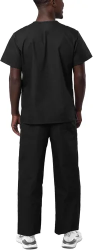 Vista 3 de Adar Uniforms Conjunto de ropa médica unisex universal - Juego de ropa médica unisex con cordón Negro