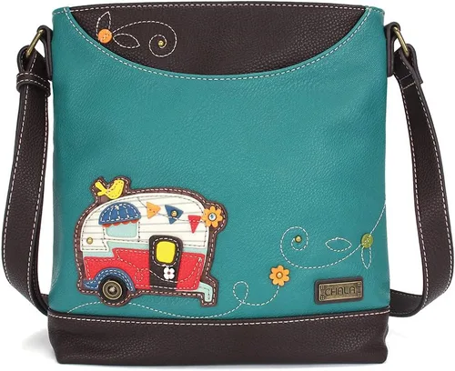 Vista 26 de CHALA Sweet Messenger - Bolso de hombro de tamaño medio con correa ajustable Ajolote - Turquesa