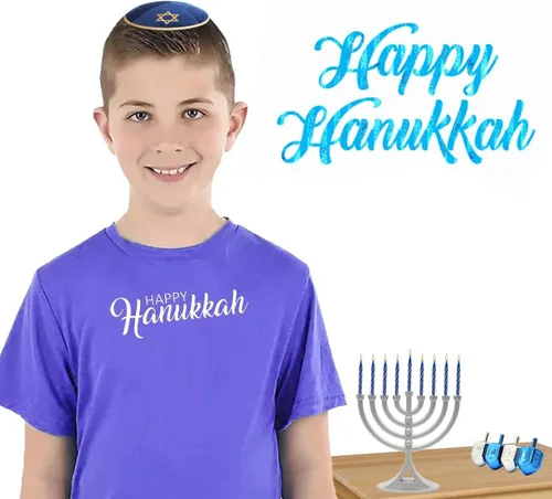 Vista 2 de Paquete de 2 mini menorá de plata mate Hanukkah con velas clásicas de 5 pulgadas, ideal para viajes, centro de mesa de decoración de Hanukkah
