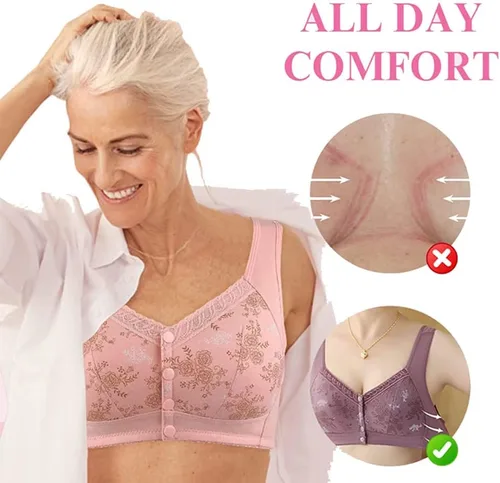 Vista 6 de Wmstylist.Com Brasier de estilista Wm para personas mayores, cierre frontal, glamorette con cierre frontal para mujer poscirugía