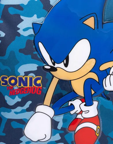 Vista 7 de Sonic The Hedgehog Mochila para niños Estuche escolar de camuflaje azul marino para niños, botella de agua Mercancía del juego, Azul, Mochilas