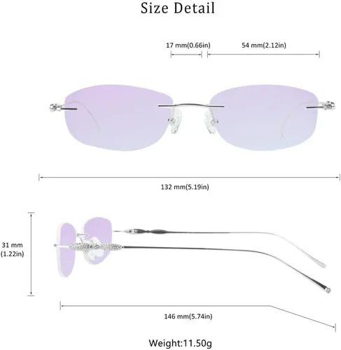 Vista 40 de LifeArt Pure Titanium Frame Glasses/Blue Light Blocking Reading Glasses, Reduce Eyestrain, Stylish for Men and Women 3033_(champán Clear)