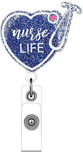 Vista 11 de Soporte para carrete de insignia Nurse Life, carretes de insignia azul marino retráctiles para enfermeras, lindo clip de insignia divertido RN LVN
