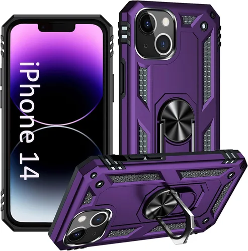 Vista 30 de ADDIT i Phone 14 Pro - Funda para iPhone 14 Pro, con anillo de soporte, soporte ajustable, grado militar, protección resistente, a prueba de golpes