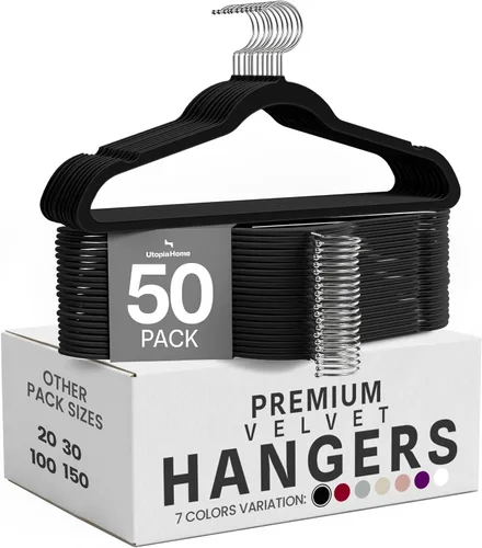Vista 33 de Utopia Home - Perchas de terciopelo, color negro, paquete de 20 Luxury Non-Slip Slim Pant & Coat Hangers Strong Space-Saving Clothes Hangers