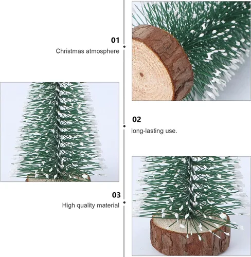 Vista 3 de STOBOK Mini árbol de Navidad artificial esmerilado árbol de Navidad escritorio cedro blanco - 6 piezas