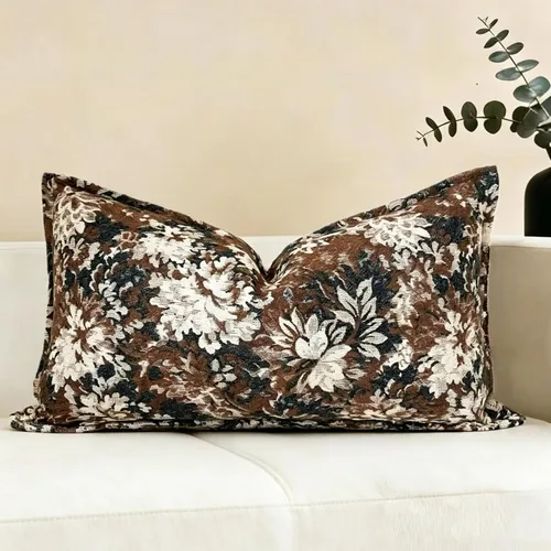 Vista 14 de Slow Cow - Juego de 2 fundas de cojín decorativas de lino en patchwork blanco roto y negro, funda de almohada rectangular para sofá, lumbar de 12 x