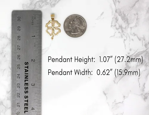 Vista 3 de CaliRoseJewelry - Colgante irlandés de trébol de cuatro hojas de 14 k