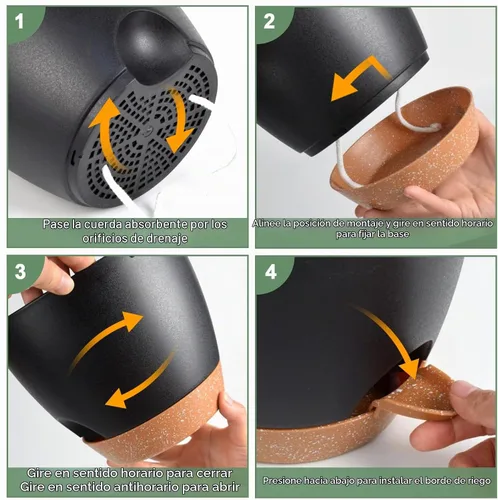Vista 4 de Vanslogreen Macetas para plantas de interior, paquete de 3, macetas de riego automático de 10/9/8 pulgadas con orificio de drenaje, macetas grandes