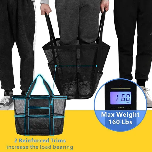Vista 5 de F-color Mesh Beach Bag Family - Large Tote Bag for Cruise Pool Toys Beach Vacation Essentials