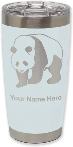 Vista 17 de LaserGram Vaso aislado al vacío de 20 onzas, oso panda, grabado personalizado incluido (negro)
