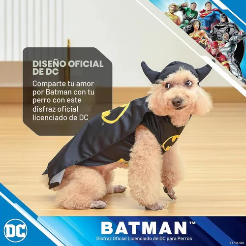 Vista 2 de DC Comics Disfraz de Batman para perro, talla XS El mejor disfraz de DC Comics de Batman para perros pequeños Disfraces divertidos para perros