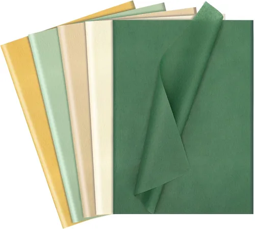 Vista 10 de woric 120 hojas de papel de seda verde para bolsas de regalo, papel de seda multicolor grueso de 17 GSM, a granel para envolver regalos, graduación