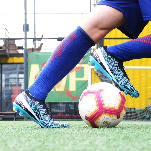 Vista 6 de Indoor Soccer Shoes for Mens Womens Turf Soccer Cleats for Kids Big Boys High Ankle Football Boots AG FG TF Training Sneakers