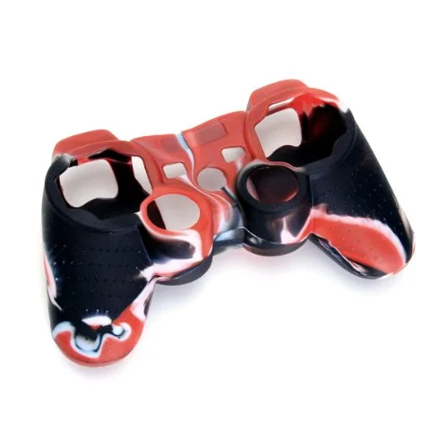 Vista 6 de LNIMI Skin Cover Protective Silicone Case for PS2 PS3 Controller - Black+red
