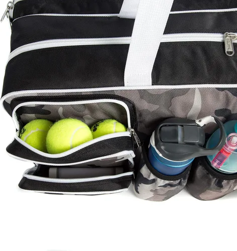 Vista 8 de K-Cliffs Bolsa de raqueta de tenis Nylon balístico de lujo Compartimento para zapatos
