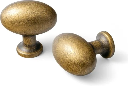 Vista 10 de Goo-Ki 1.2 Pulgadas (36MM) Manijas de Gabinete Ovaladas de Latón Antiguo, Aleación de Zinc para Cajones de Vestidor Armario, 6 Empaquetadas