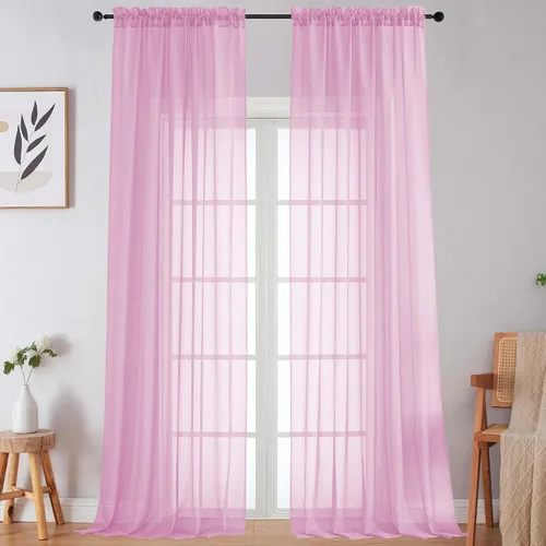 Vista 16 de 2 paneles de cortinas traslúcidas blancas para dormitorio, sala de estar, 96 pulgadas de largo, modernas, suaves, ligeras, con bolsillo para barra
