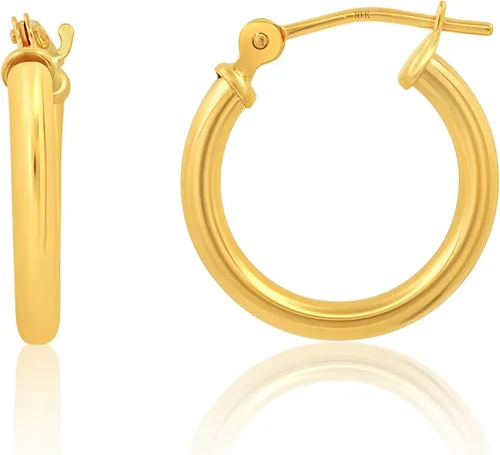 Vista 26 de Solid 10K or 14K Gold 12MM to 50MM Hoop Earrings for Women 10K oro blanco
