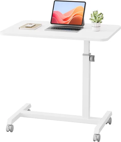 Vista 9 de GTPLAYER Escritorio de pie pequeño, mesa plegable de 24 pulgadas para computadora portátil con ruedas bloqueables, altura ajustable, mesa de noche