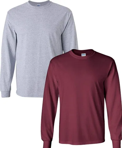 Vista 85 de Gildan - Camiseta de algodón y de manga larga para hombre, modelo G2400 (1) verde irlandés + (1) negro