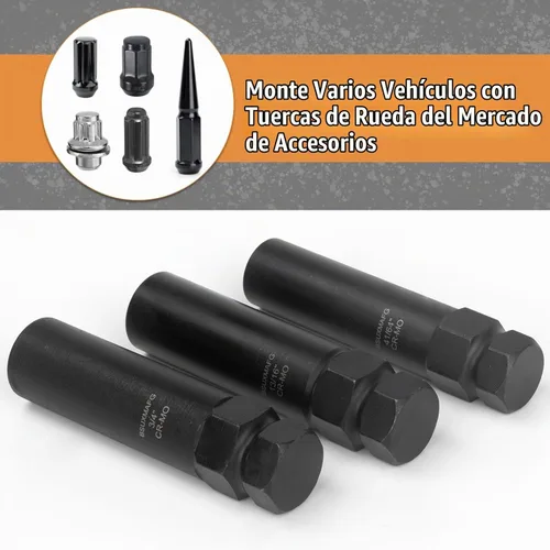 Vista 5 de Kit de extracción de bloqueo de rueda de 8 piezas, juego de llaves maestras de tuercas métricas SAE, llave de bloqueo de rueda para quitar