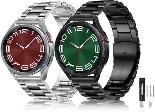 Vista 11 de Olytop para Galaxy Watch Ultra Correas 47mm (2024/2025), Correa de Reemplazo de Pulsera de Acero Inoxidable Metálica para Negocios, Hombres y Negro