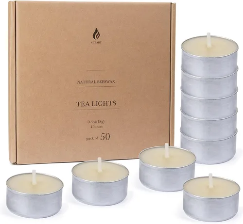 Vista 10 de Paquete de 9 velas de cera de abeja pura en vasos de aluminio, 4-5 horas de tiempo de combustión, mecha de algodón sin plomo, velas naturales sin