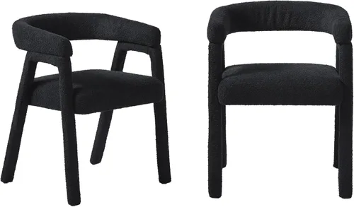 Vista 10 de Walker Edison Ezra - Silla de comedor moderna de madera maciza con respaldo redondeado, color negro (juego de 2)
