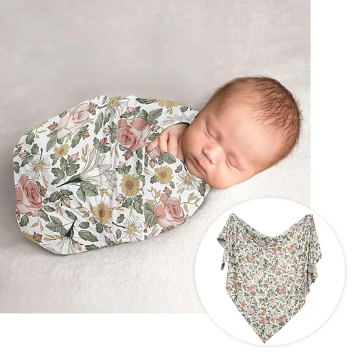 Vista 3 de Sweet Jojo Designs Juego de capas de bebé vintage floral bohemio para niña recién nacida, regalo rosa, amarillo y verde, blanco, bohemio, Shabby