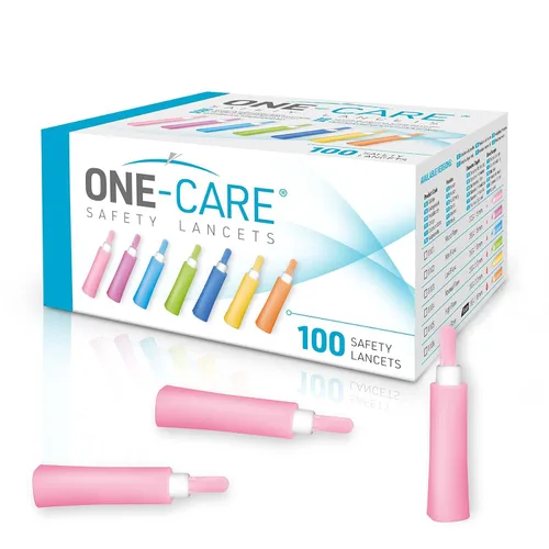 Vista 12 de ONE-CARE Lancetas de seguridad, activadas por contacto, 28G x 0.071 in, caja de 100, pruebas de diabetes, estéril, de un solo uso (28G x 0.071 in)