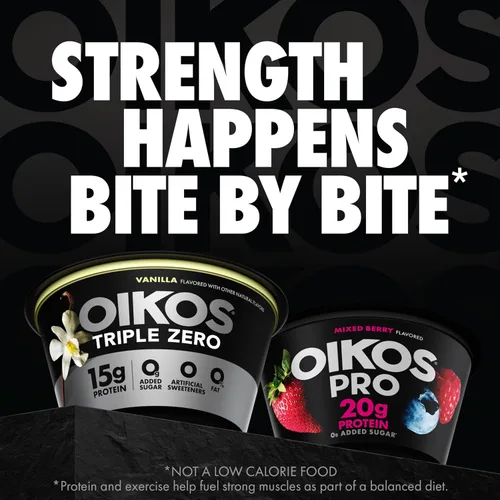 Vista 10 de Oikos Triple Zero - Yogur griego sin grasa, vainilla, 5.3 onzas, paquete de 4