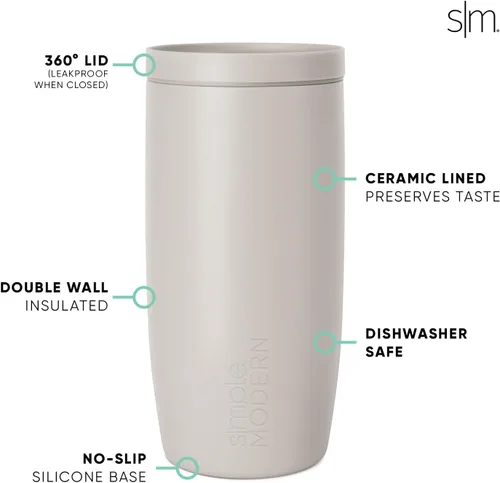 Vista 5 de Simple Modern Halloween Signature Voyager Vaso térmico de café de viaje de 16 onzas con tapa de 360° Regalos para mujeres y hombres Taza
