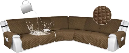 Vista 62 de HDCAXKJ Fundas de sofá seccional reclinable 100% impermeable, forma de L, funda de sofá reclinable lavable acolchada suave para mascotas, perro