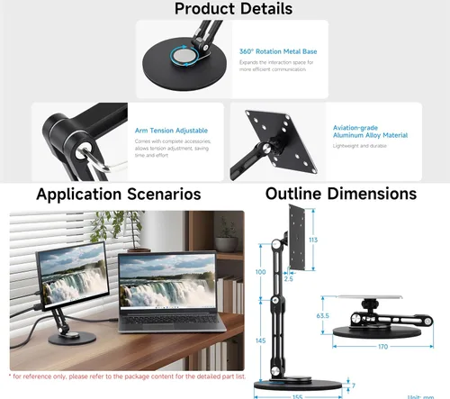 Vista 5 de VESA Soporte portátil para monitor, compatible con monitores de hasta 19 pulgadas, soporta agujeros de montaje VESA de 50 x 50/75 x 75/100 x 100
