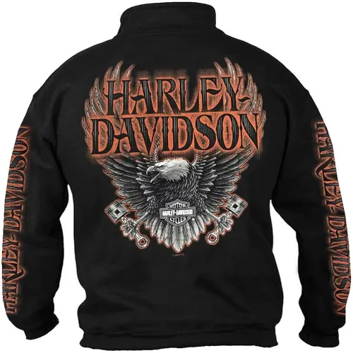 Vista 2 de Harley-Davidson Eagle Piston - Sudadera con cremallera de 14 para hombre, color negro
