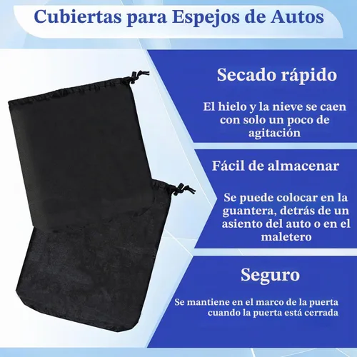 Vista 6 de 2 fundas para espejos laterales con cordones, accesorios para retrovisor