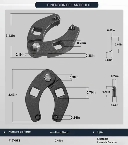 Vista 6 de 7463 Llave de tuerca de glándula ajustable para cilindros hidráulicos, herramienta de llave inglesa de pasador de alta resistencia compatible