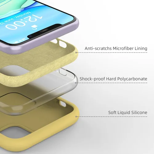 Vista 31 de Funda de silicona líquida compatible con iPhone 12 Pro Max 6.7 pulgadas, funda de gel de protección completa con forro de microfibra, funda