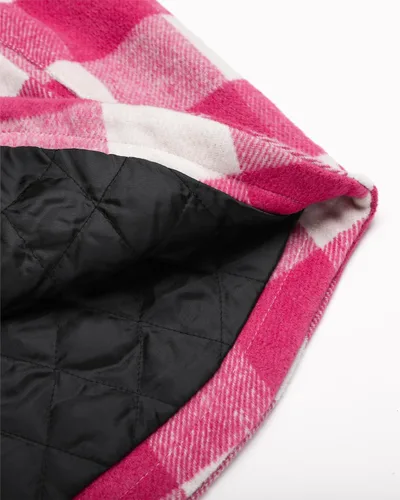 Vista 7 de luvamia Chaquetas a cuadros para mujer, de franela, acolchadas, de gran tamaño, con botones