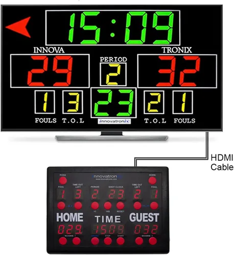 Vista 2 de Marcador electrónico de baloncesto (EBS) Mini v2 controlador (ahora con reloj de tiro) - Se utiliza para baloncesto, voleibol, lucha libre y más