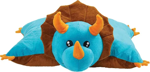 Vista 5 de Pillow Pets Dinosaurio azul Triceratops, juguete de peluche de 18 pulgadas