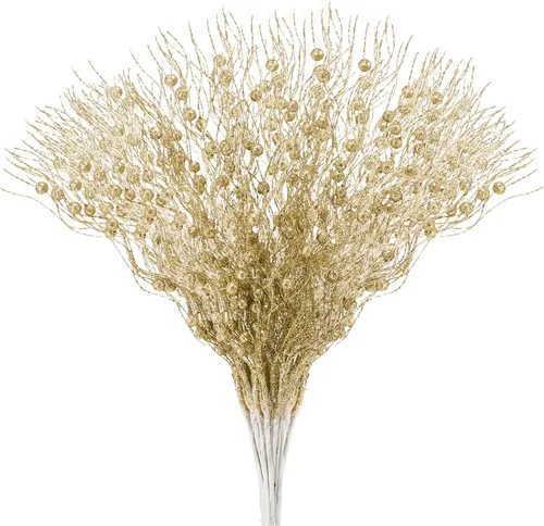 Vista 10 de Joyhalo Paquete de 24 púas y aerosoles para árbol de Navidad, decoraciones de relleno de árbol de Navidad, adornos de tallo de bayas con purpurina