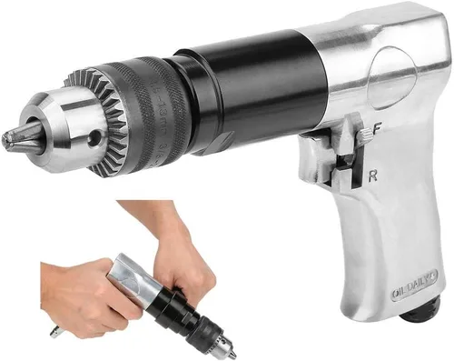 Vista 3 de Taladro de aire 1/2, taladro neumático de 900 rpm, mango CW/CCW, herramienta de perforación reversible de velocidad variable, amoladora de grabado