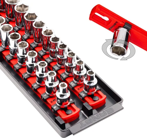 Vista 9 de Ernst Manufacturing, organizador de enchufes con rieles - Organizador de enchufes Socket Boss de 2 rieles de 1/2 pulgada con bloqueo giratorio, 13