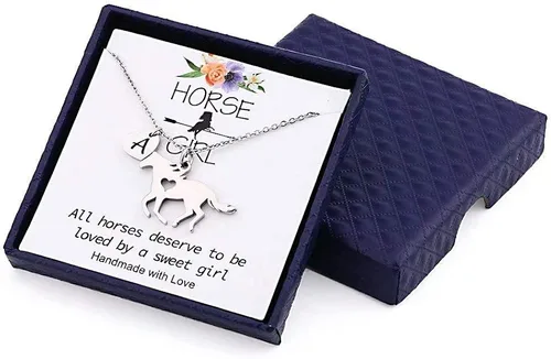 Vista 6 de Valentines Day Gifts for Her Girls Horse Gifts for Girls Stainless Steel Horse Necklace Dainty Heart 26 Initial Necklace Valentines Necklace