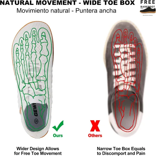 Vista 3 de Geweo Zapatos minimalistas unisex Suela sin caída Puntera ancha Comodidad más flexible Movimiento natural en forma de pie Zapatos deportivos